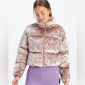 Fabletics Velvet Puffer Jacket in Pink